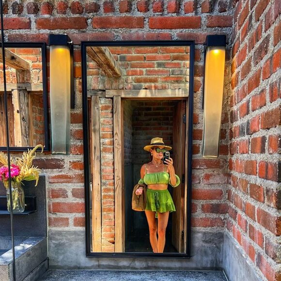 EUC Anthropologie Boho‎ Green Gauze Cotton Pull On Women's Skort Shorts Small - Picture 5 of 8